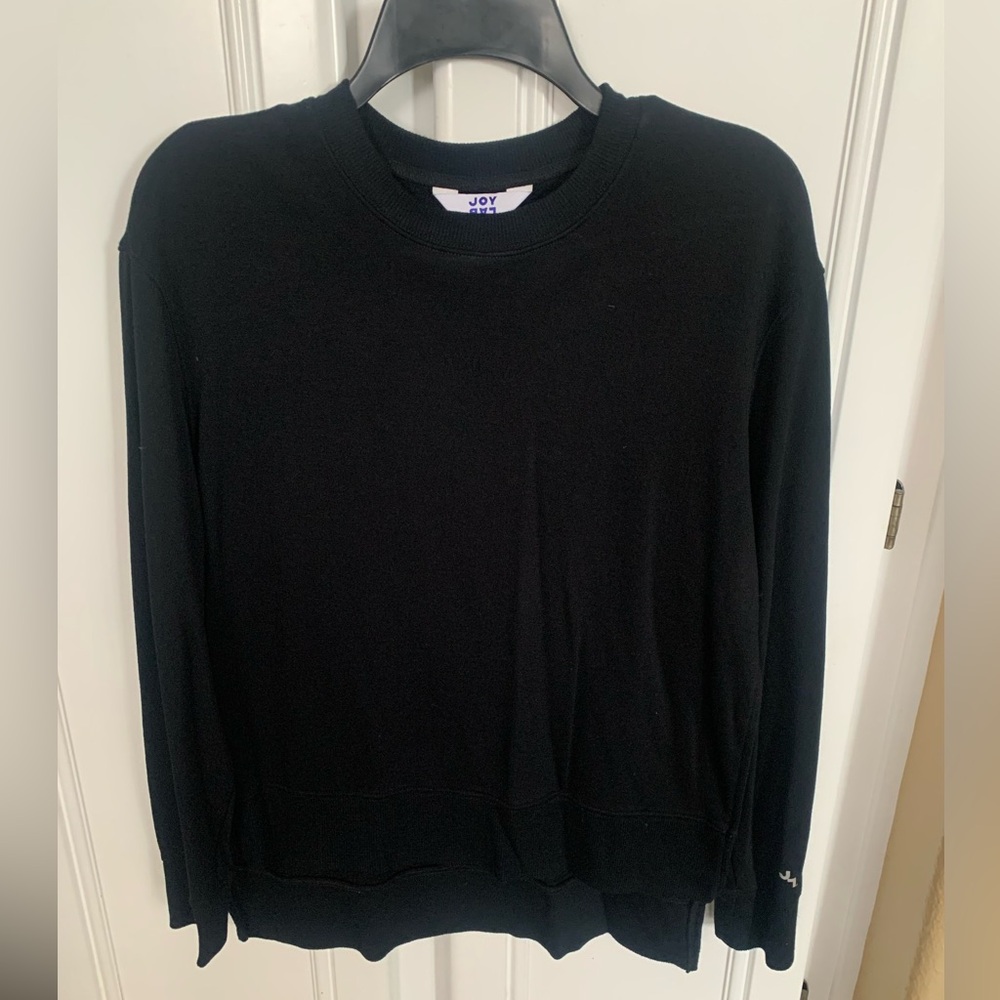 JoyLab Black Ribbed Crew Sweatshirt